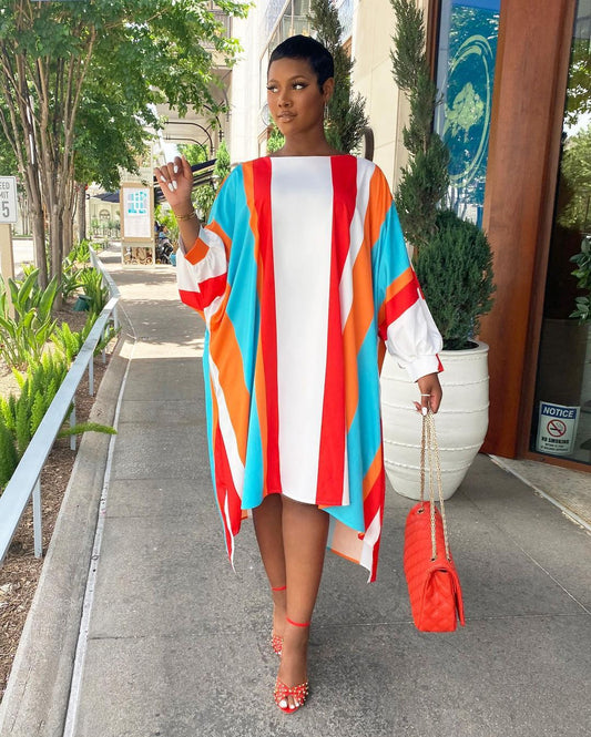 Loose Casual Contrast Color Women Dress