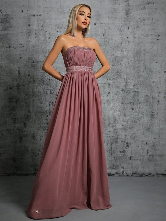 Sexy Tube Top Dress Evening Dress Noble Slim Fit Elegant Evening Dress Adult Ceremony Annual Meeting Dress