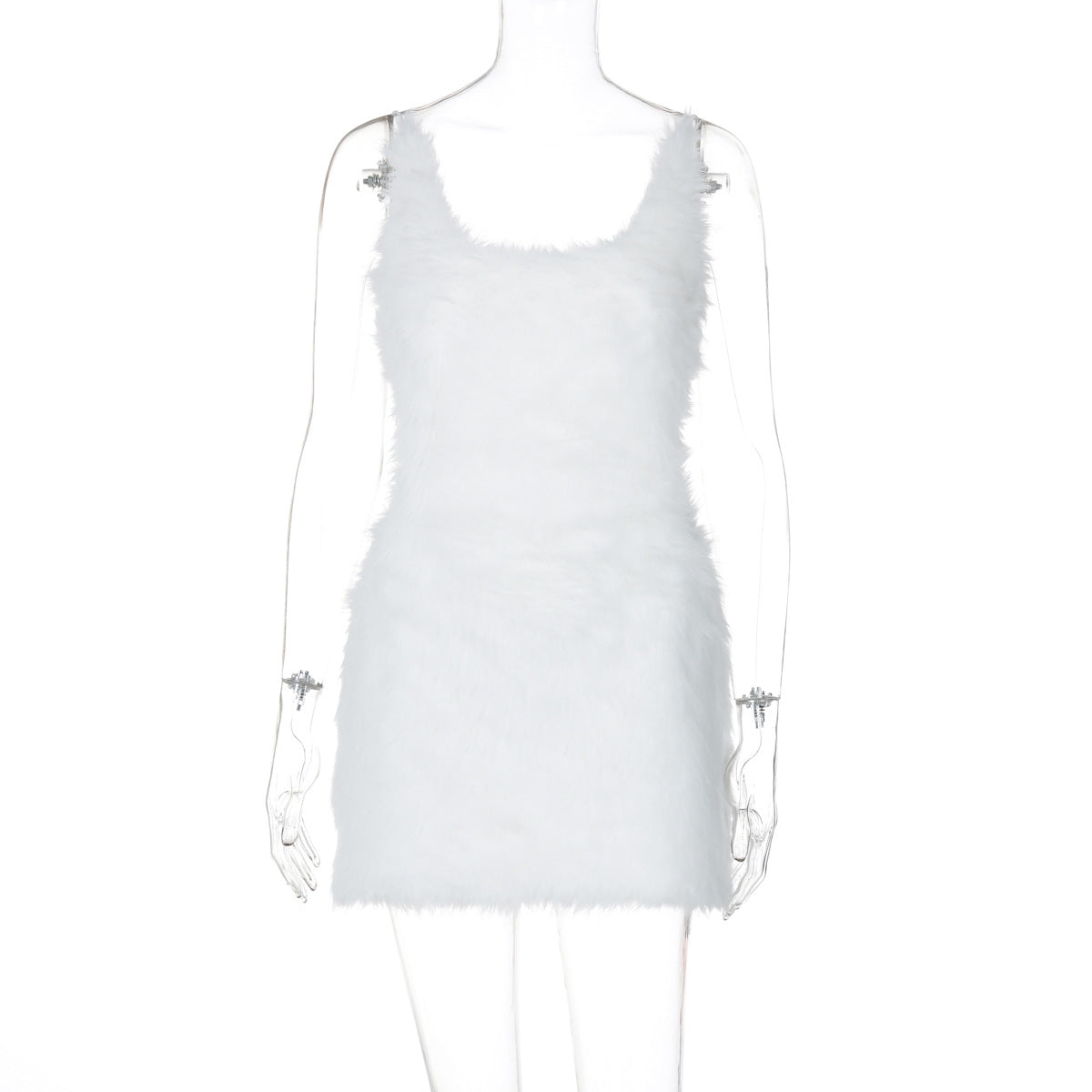 Vestido tubo sexy con aberturas y espalda descubierta para mujer, con cremallera, color liso y peludo