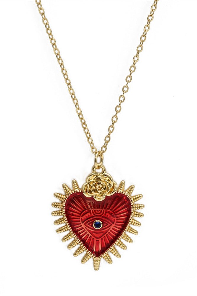 Collar con forma de corazón de mal de ojo 