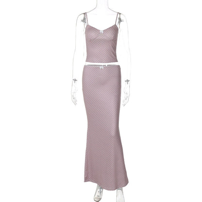 Conjunto de dos piezas formado por vestido y pantalón corto, para mujer, verano, estampado, sexy, con tirantes pequeños