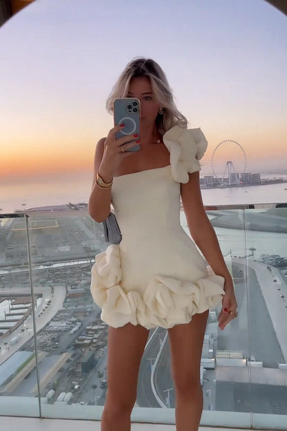 Vestido de verano para mujer, con volantes en la cintura y un hombro descubierto, estilo tubo, hasta la cadera
