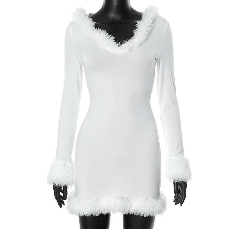Ropa de mujer sexy blanco puro cuello en V vaina deshilachada ropa de mujer