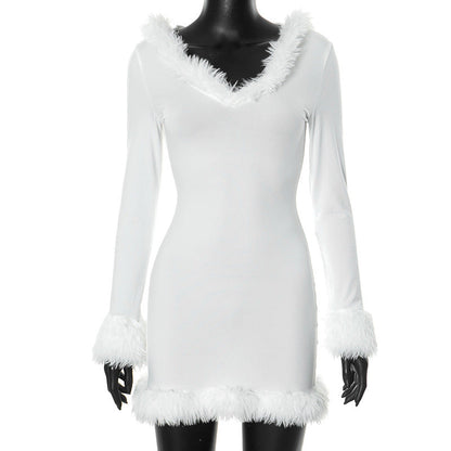 Ropa de mujer sexy blanco puro cuello en V vaina deshilachada ropa de mujer