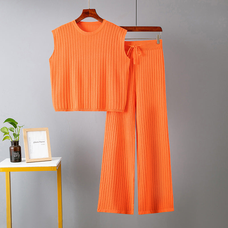 Ropa de verano para mujer, traje holgado informal de dos piezas, traje de color liso