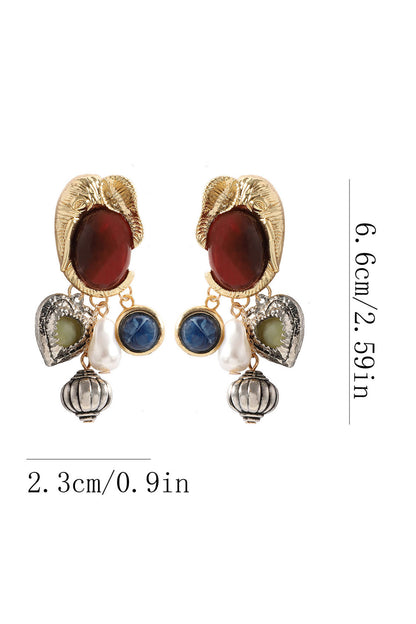 Elephant Gemstone Drop Earrings