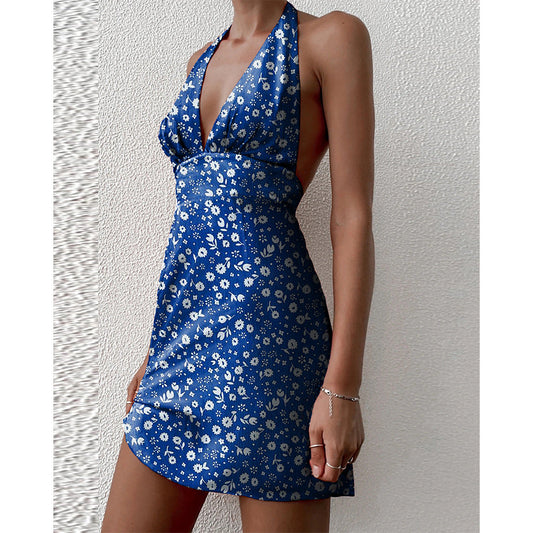 Vestido sexy de primavera y verano con cordones y cordón para vacaciones informales sin espalda