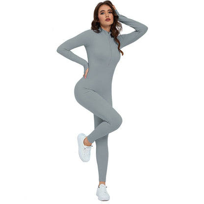 Mono deportivo de yoga de manga larga, sin costuras, ajustado, para correr, informal, para levantar la cadera, ropa de yoga de una pieza