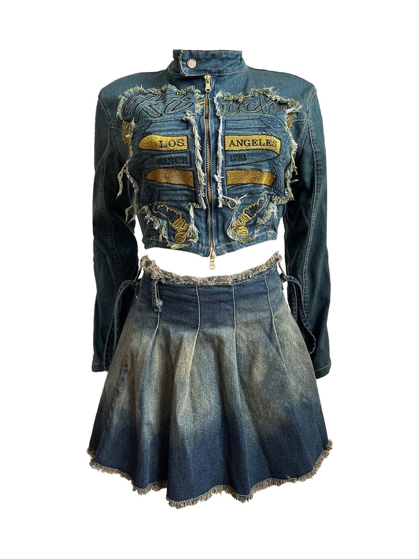 Conjunto de falda plisada y top bordado de tela elástica para mujer (se vende por separado)