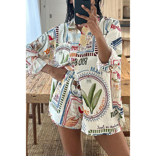 Conjunto de dos piezas de traje informal de manga larga, holgado, con bolsillo y cordón para vacaciones