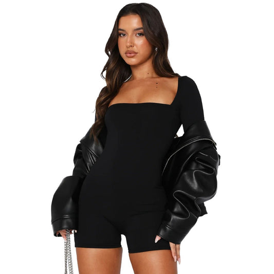 Women Clothing Pure Black Dress Women Jumpsuit Thick