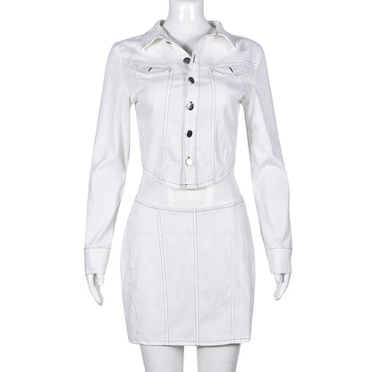 Conjunto de dos piezas de falda corta y mono de verano, ropa informal sexy para mujer