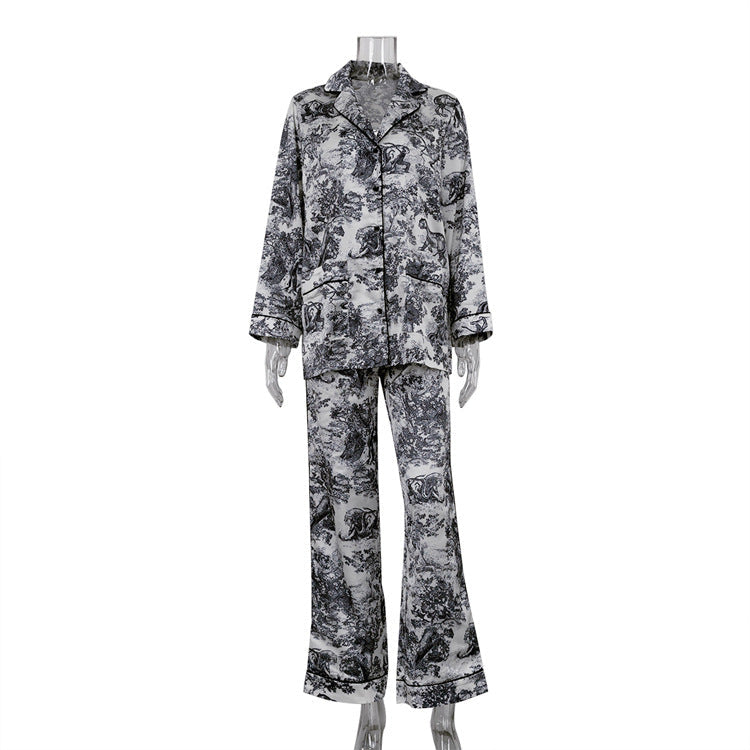 Ropa de mujer Primavera Otoño Conjunto casual de mujer Camisa de manga larga con cuello de tinta Conjunto de dos piezas