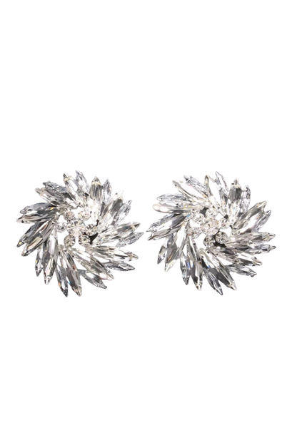 Pendientes circulares de diamantes con flores geométricas 