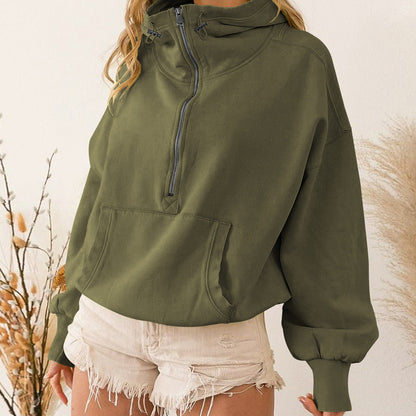 Sudadera con capucha para mujer, ropa deportiva de la marca Tide, sudadera con cremallera y cordón, top de manga larga