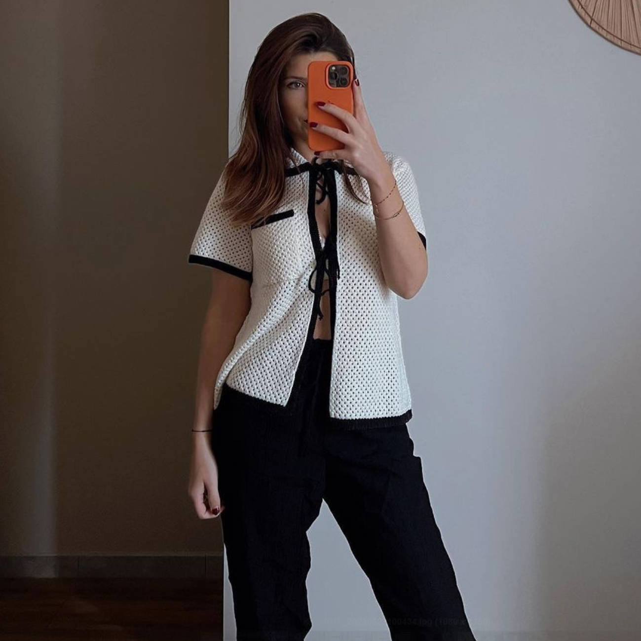 Traje de playa bohemio con cuello a rayas y bolsillo de manga corta, falda larga de color contrastante para mujer