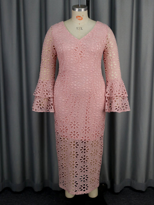 Women Dress the Dinner Party Lace Bell Sleeve Dress