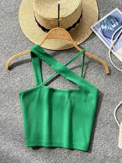 Top ajustado sin mangas con hombros descubiertos y espalda descubierta para mujer, moda coreana, cintura alta, ropa de calle, top sexy