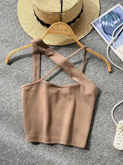 Top ajustado sin mangas con hombros descubiertos y espalda descubierta para mujer, moda coreana, cintura alta, ropa de calle, top sexy