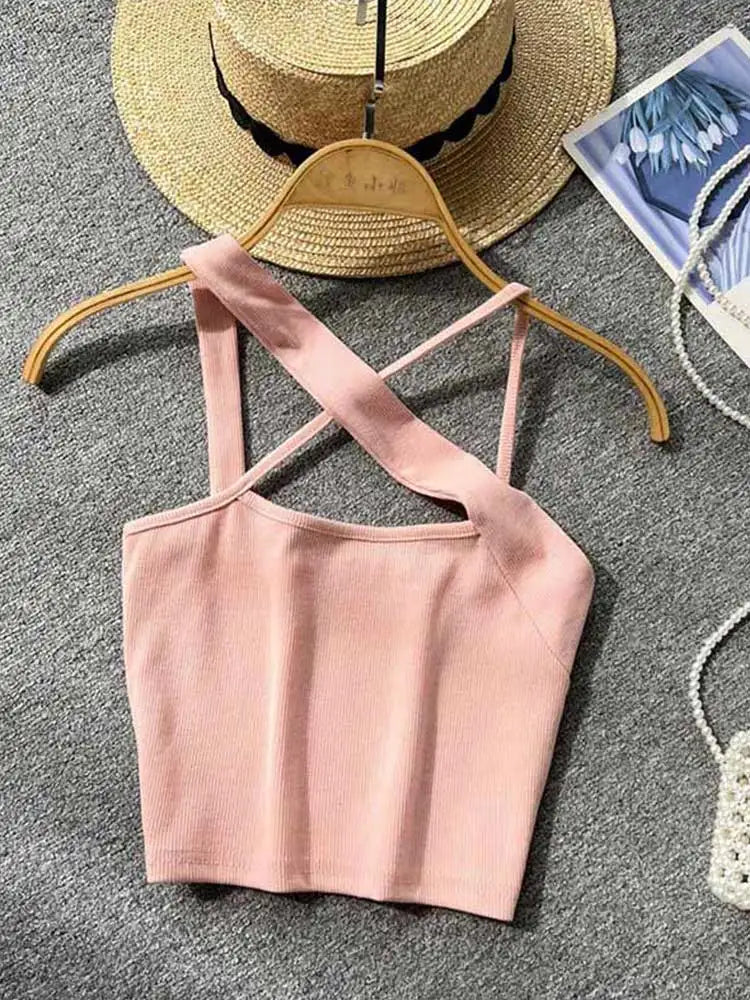 Top ajustado sin mangas con hombros descubiertos y espalda descubierta para mujer, moda coreana, cintura alta, ropa de calle, top sexy