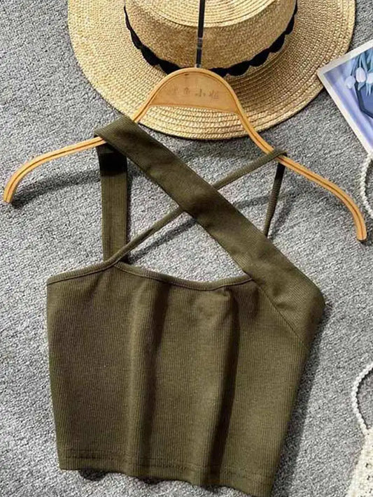 Top ajustado sin mangas con hombros descubiertos y espalda descubierta para mujer, moda coreana, cintura alta, ropa de calle, top sexy