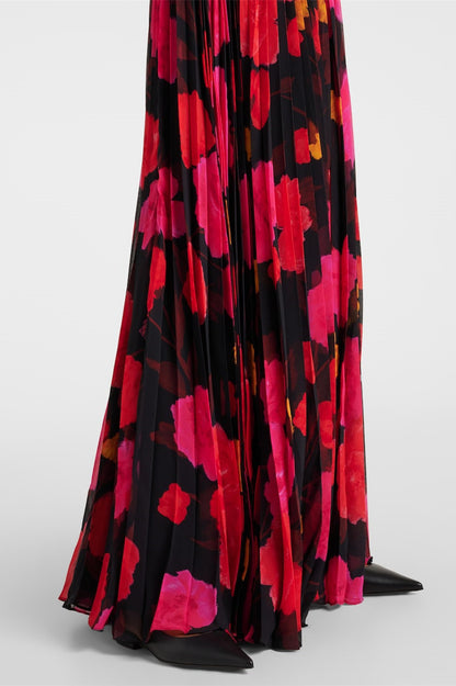 Vestido largo de manga larga con estampado floral Adela 