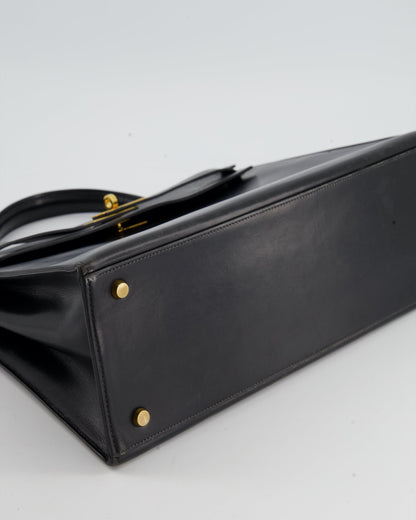 Hermès Vintage Kelly Bag 32cm Sellier in Black Box Calf Leather with Gold Hardware