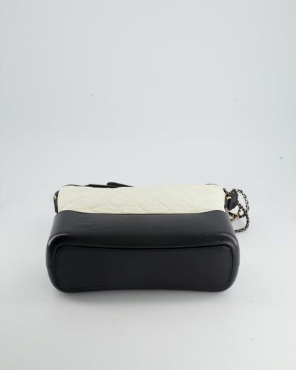 *FIRE PRICE* Chanel White and Black Medium Gabrielle Bag in Aged Calfskin Leather with Mixed Hardware