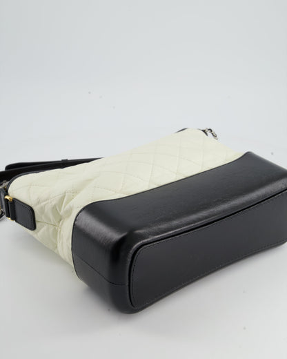 *FIRE PRICE* Chanel White and Black Medium Gabrielle Bag in Aged Calfskin Leather with Mixed Hardware