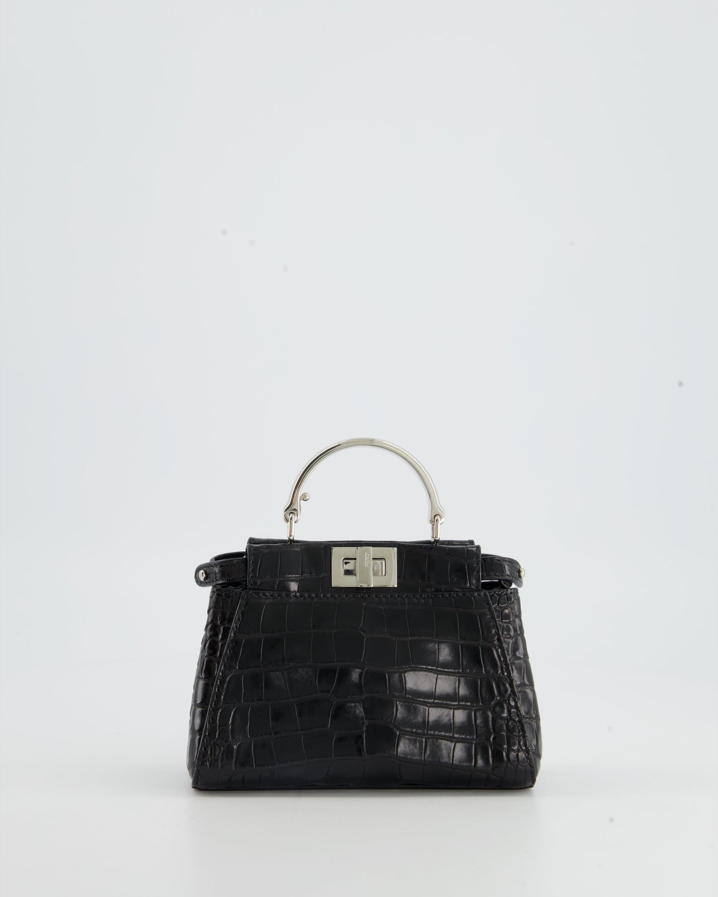 *FIRE PRICE* Fendi Black Exotic Micro Mini Peekaboo Bag with Silver Hardware