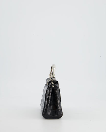 *FIRE PRICE* Fendi Black Exotic Micro Mini Peekaboo Bag with Silver Hardware