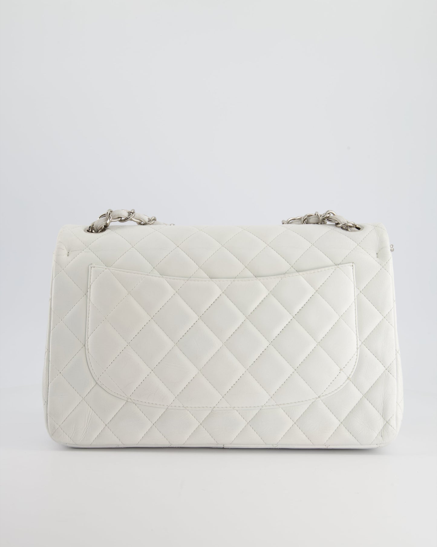 Chanel White Jumbo Classic Double Flap Bag in Lambskin Leather with Silver Hardware RRP £9,240