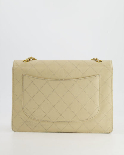 Chanel Vintage Beige Large Single Flap Bag in Caviar Leather with 24k Gold Hardware