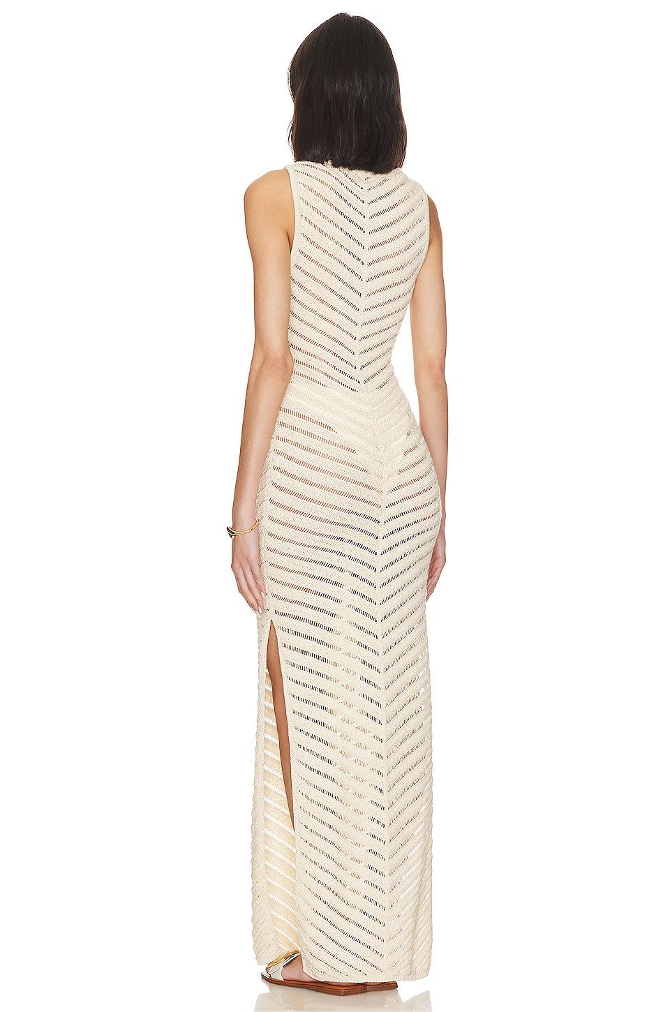 Solid Knit Sleeve Split Midi Dress