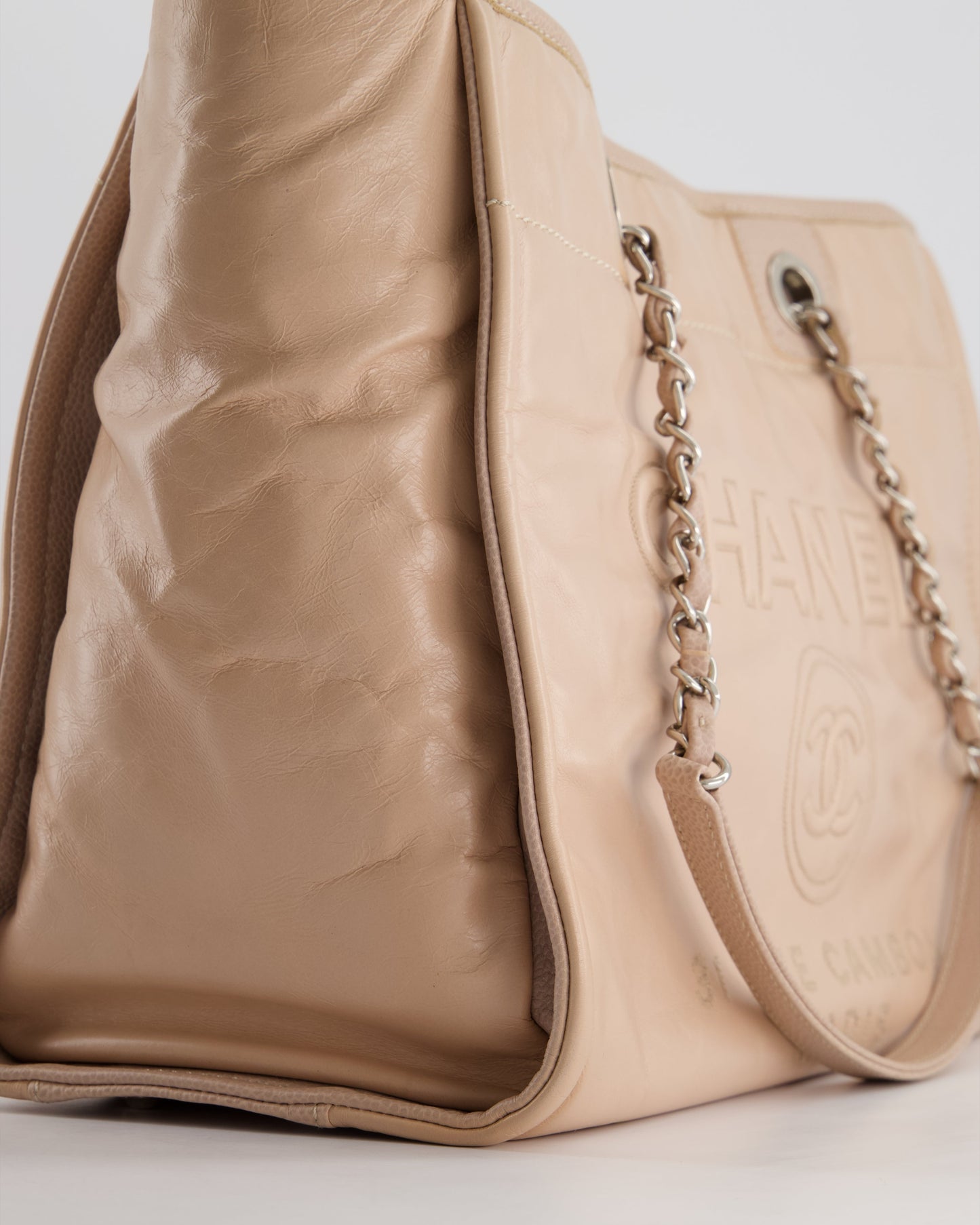 *FIRE PRICE* Chanel Dusty Pink Small Deauville Tote Bag in Calfskin Leather with Silver Hardware