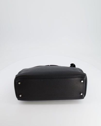 Hermès Kelly Retourne 32cm Bag in Black Clemence Taurillon Leather with Palladium Hardware