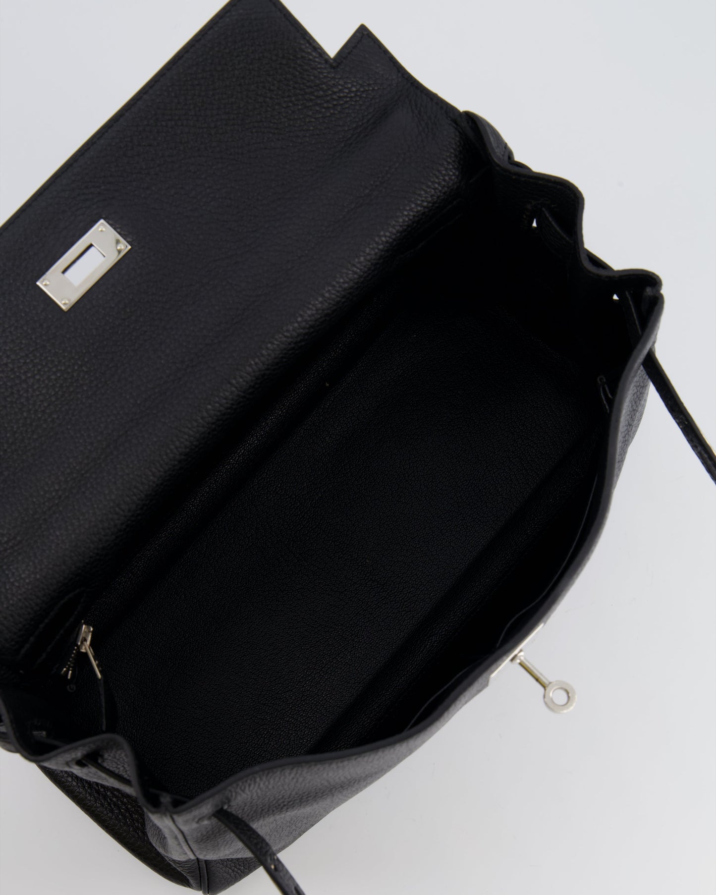 Hermès Kelly Retourne 32cm Bag in Black Clemence Taurillon Leather with Palladium Hardware