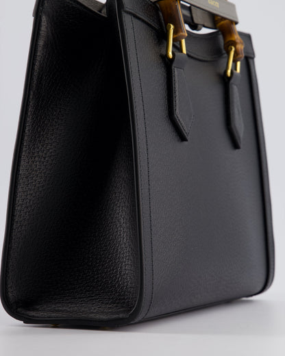 Gucci Black Diana Medium Tote Leather Bag with Shiny Antique Gold Hardware & Bamboo Handle RRP £3,170