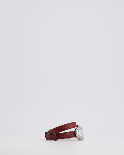 Bvlgari Stainless Steel & Diamond Serpenti Watch 32mm with Red Python Strap