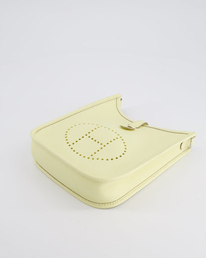 Hermès Mini Evelyne Bag in Jaune Milton Clemence Leather with Palladium Hardware