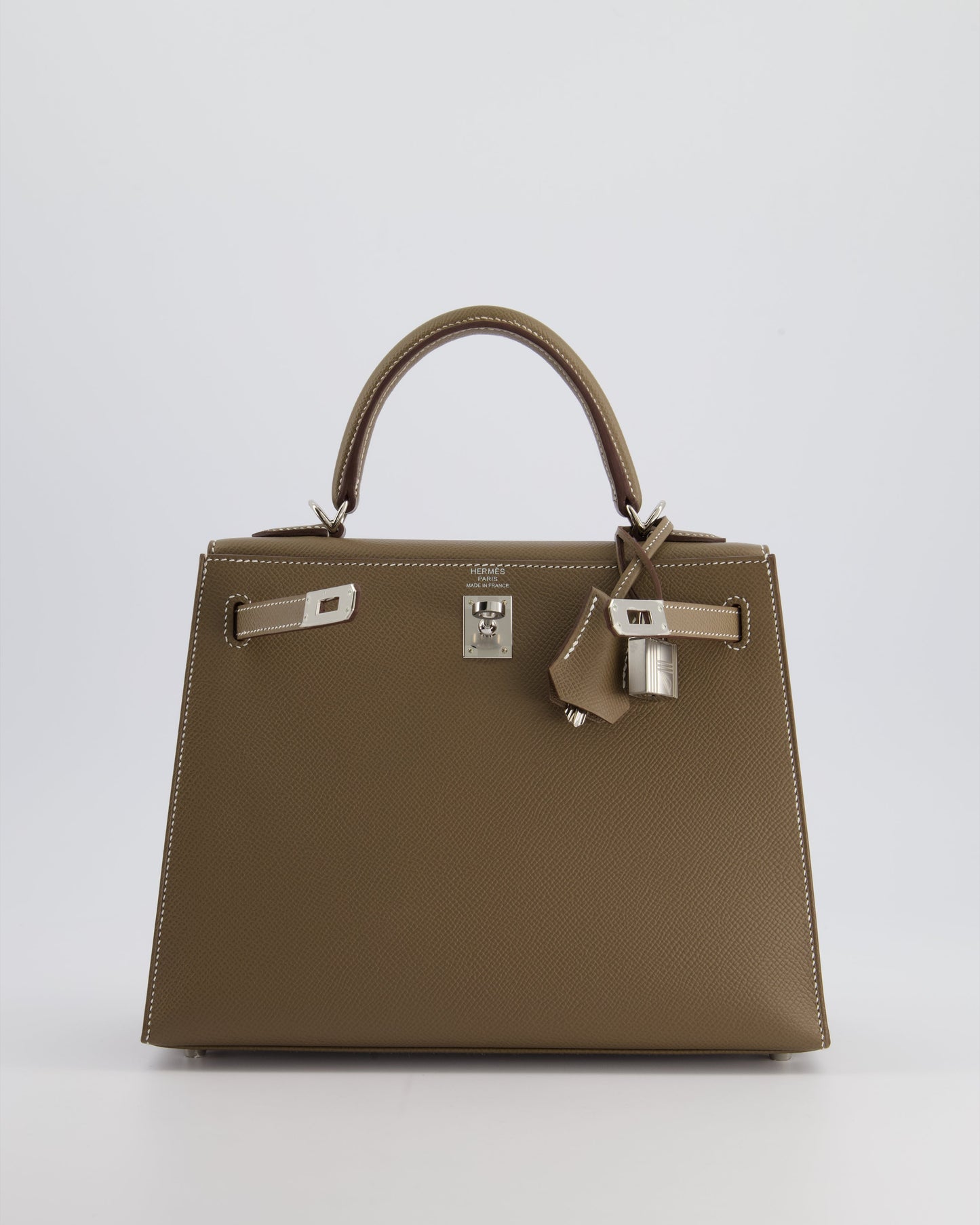 Hermès Kelly Sellier 25cm Bag in Etoupe Epsom Leather with Palladium Hardware