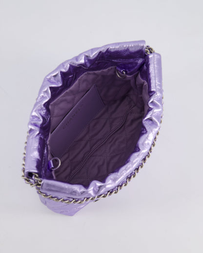 *RARE* Chanel Mini 22 Bag in Metallic Lilac Aged Shiny Calfskin with Brushed Silver Hardware