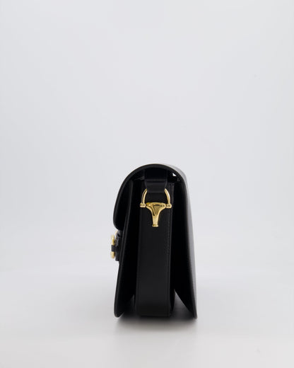Gucci Horsebit 1955 Black Leather Medium Shoulder Bag with Gold Hardware RRP £2,650