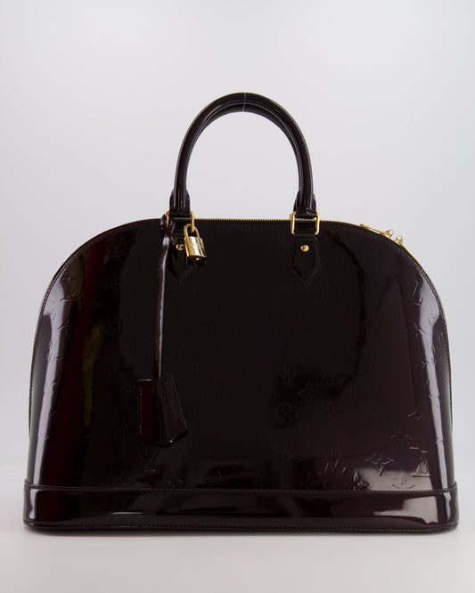 Louis Vuitton Alma Large Bag in Burgundy Monogram Patent Leather with Gold Hardware
