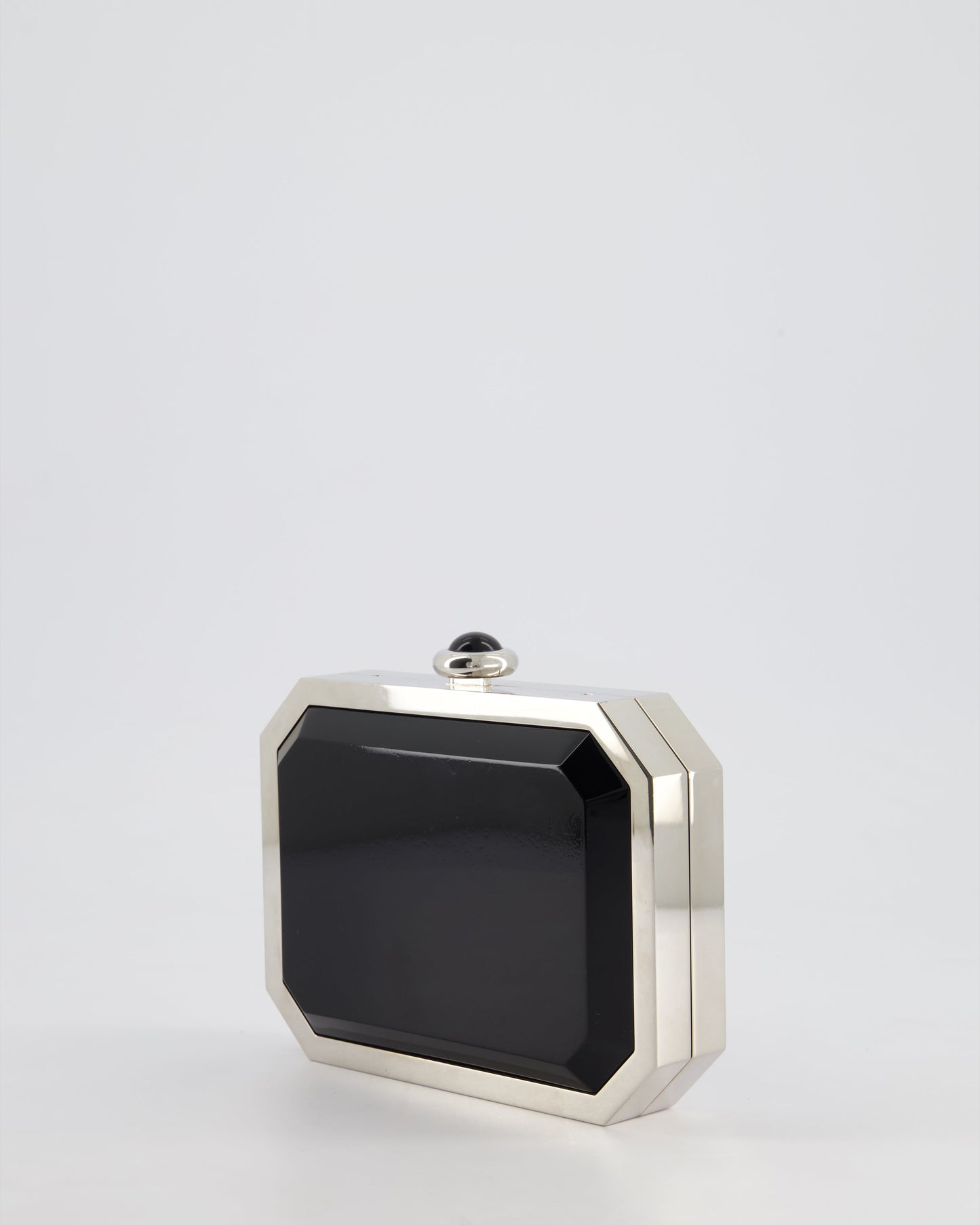 *Limited Edition* Chanel Silver, Black Minaudiere Plexiglass Clutch Bag