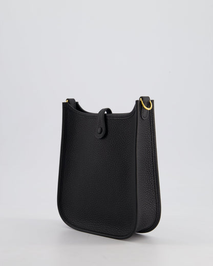 Hermès Mini Evelyne 16 Bag in Noir Clemence Leather with Gold Hardware
