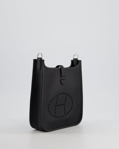 *HOT* Hermès Mini Evelyne 16 Bag in Noir Clemence Leather with Palladium Hardware