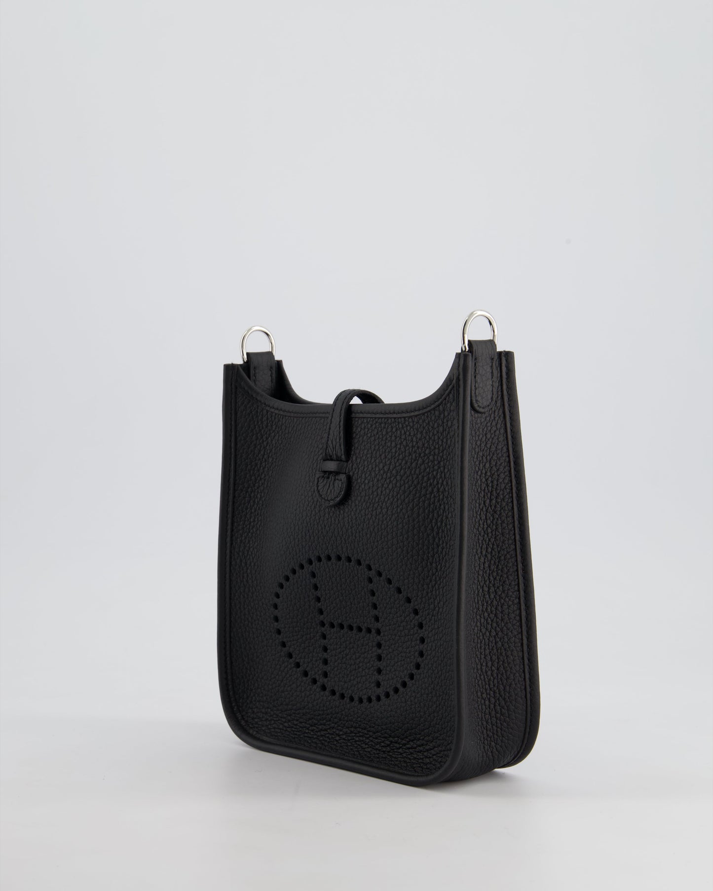 *HOT* Hermès Mini Evelyne 16 Bag in Noir Clemence Leather with Palladium Hardware