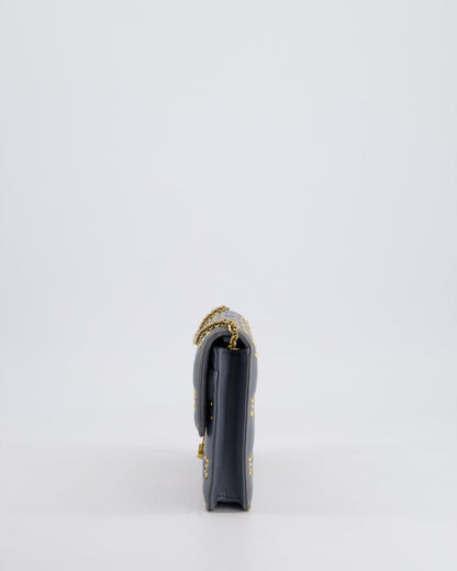 Christian Dior Grey/Blue Dioraddict Studded Flap Bag with Gold Hardware