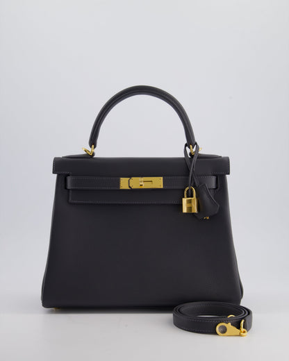 *RARE* Hermès Kelly 28cm Retourne Bag in Ardoise Evercolor Leather with Gold Hardware